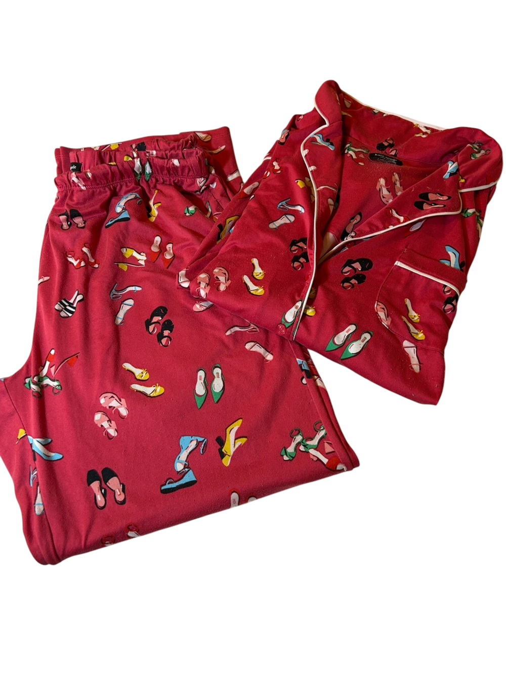 Kate Spade ♠️Red Shoe Print Pajama Set